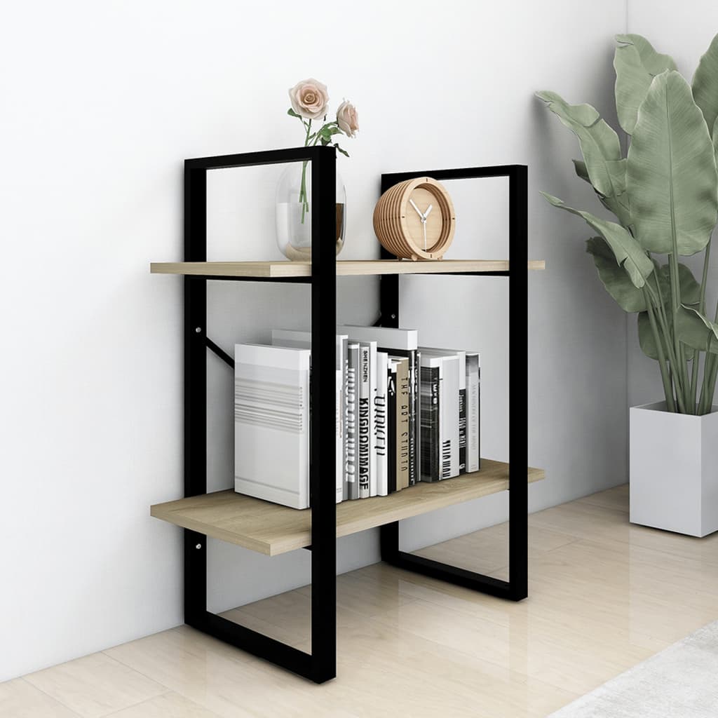 Bücherregal 2 Fächer Weiß 60x30x70 cm Holzwerkstoff