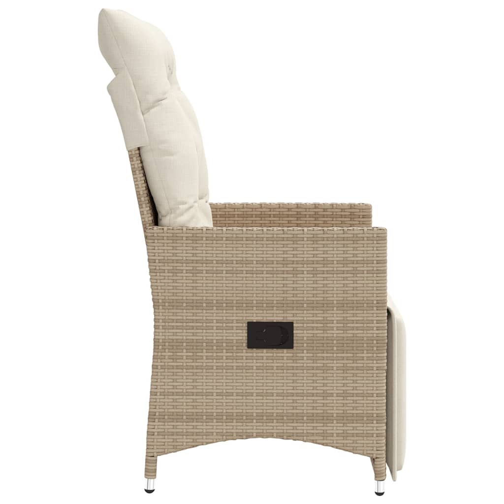 Gartensessel Verstellbar mit Kissen Schwarz Poly Rattan