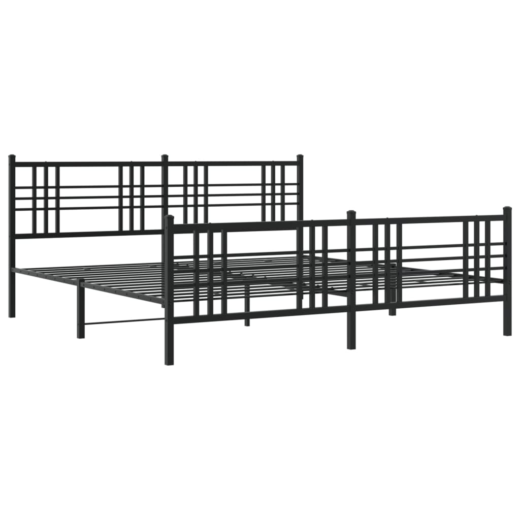 Bettgestell mit Kopf- und Fußteil Metall Schwarz 90x200 cm