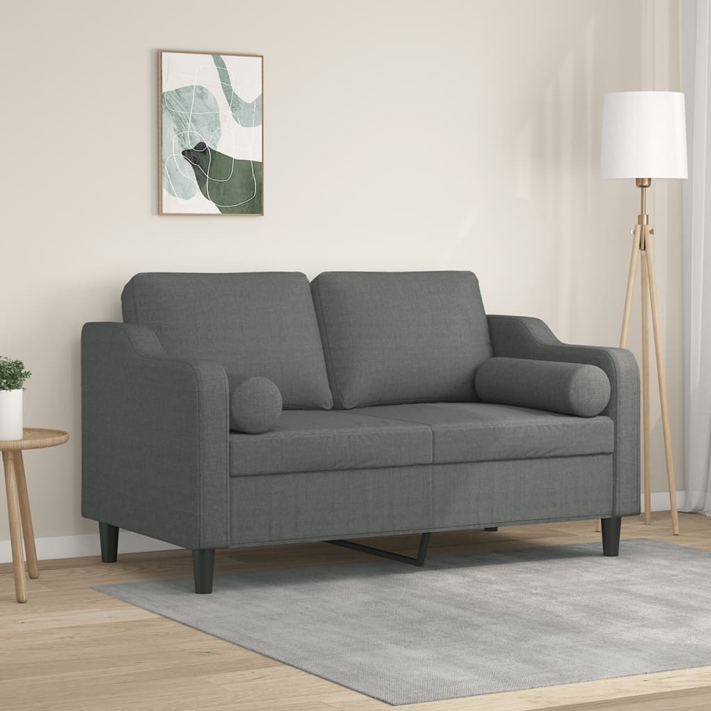 2-Sitzer-Sofa mit Zierkissen Braun 120 cm Stoff