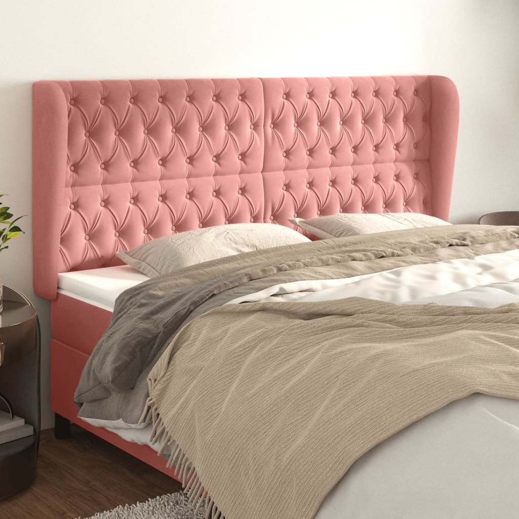 Kopfteil mit Ohren Dunkelblau 93x23x78/88 cm Samt