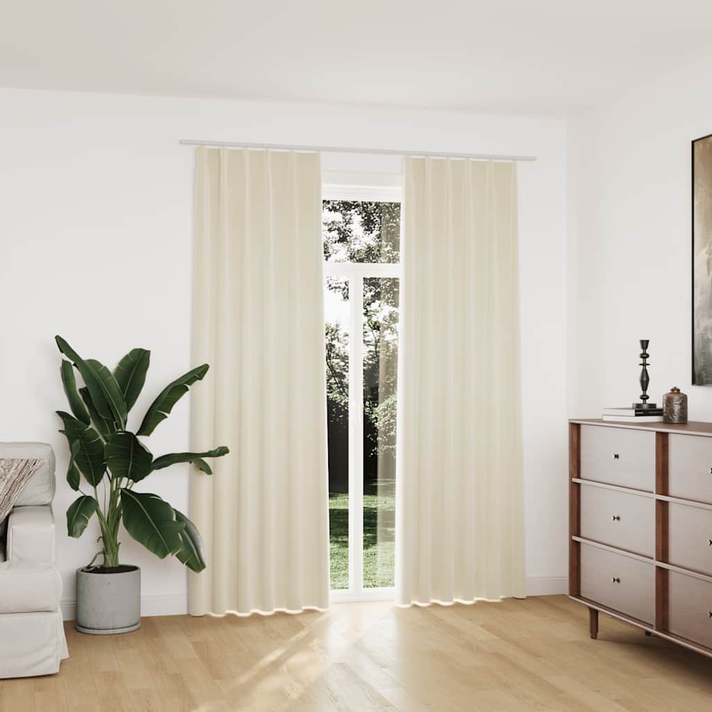 Verdunkelungsvorhänge mit Haken 2 Stk. Samt Schwarz 140x175 cm