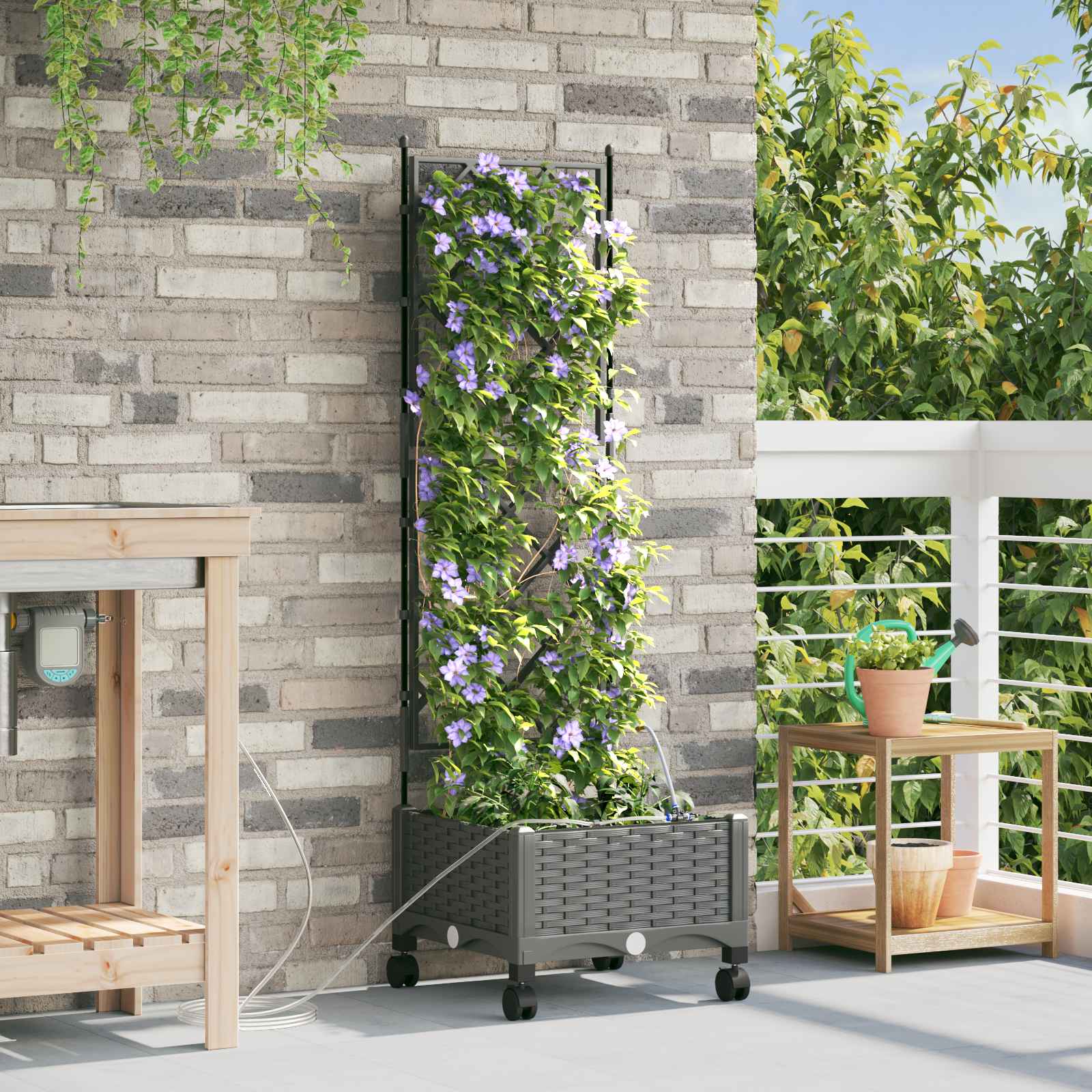 Garten-Pflanzgefäß 4 Stk. Braun 160 x 40 x 22 cm PP