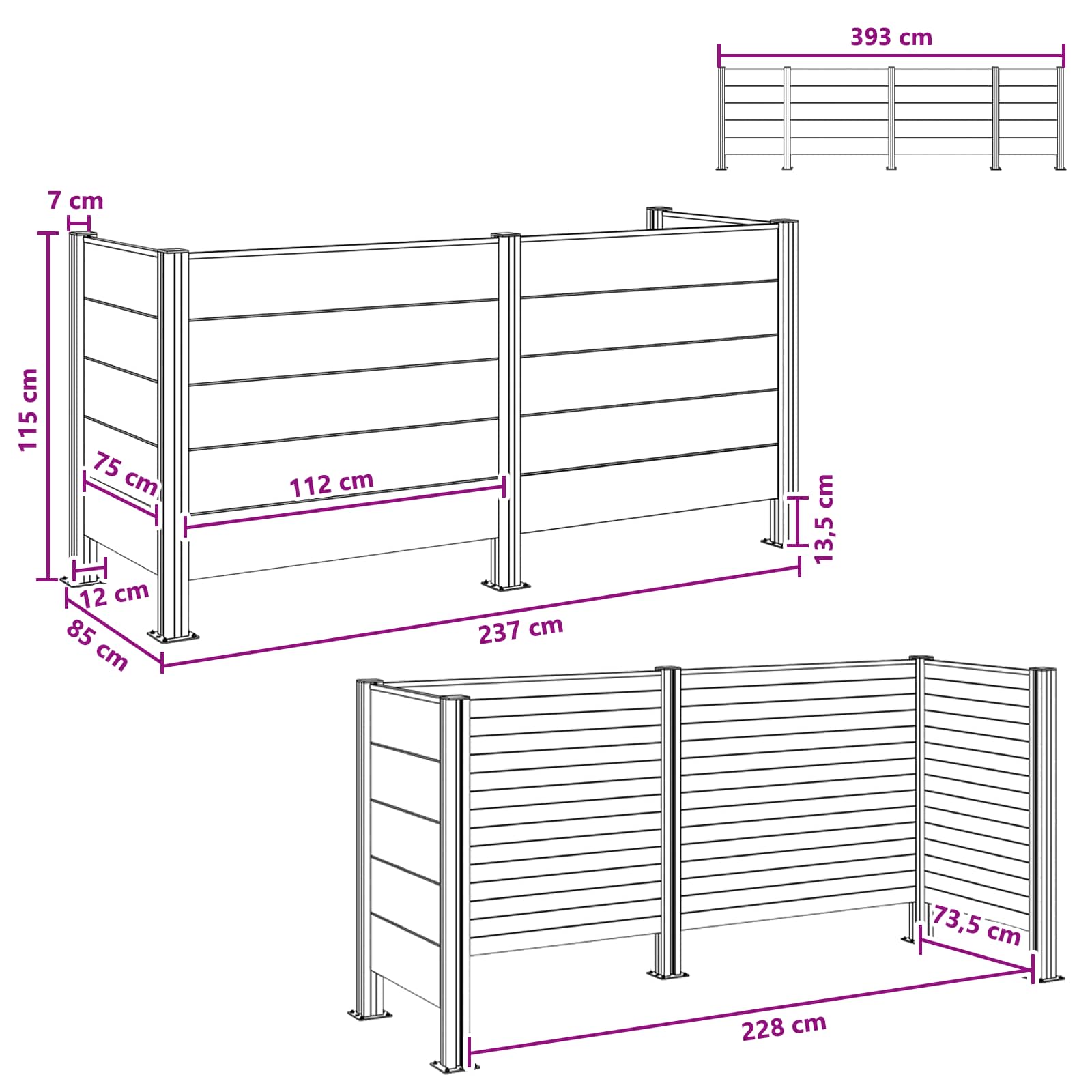 Mülltonnenzaun Braun 161 x 85 x 115 cm Aluminium und WPC