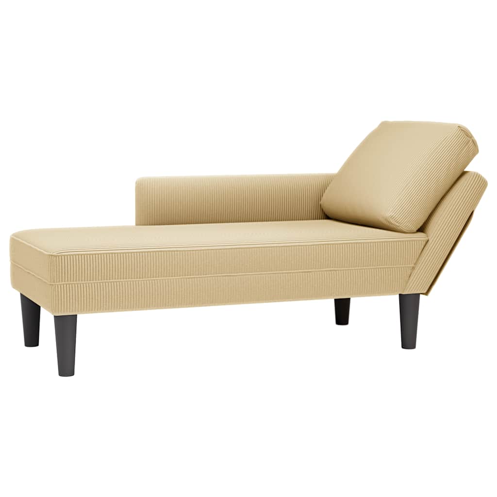 Chaiselongue mit Kissen Hellgrau Cordstoff