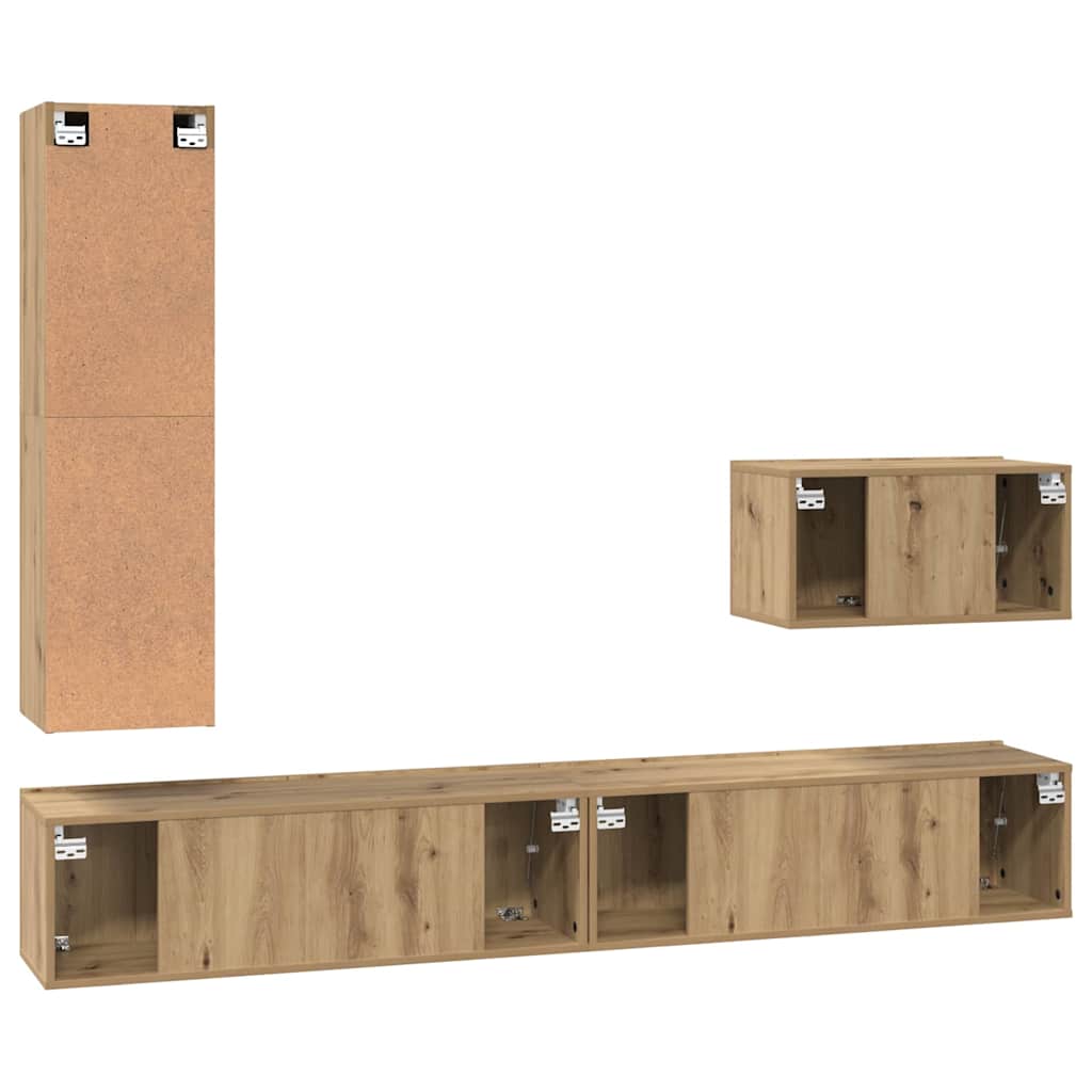 4-tlg. TV-Schrank-Set Weiß Holzwerkstoff