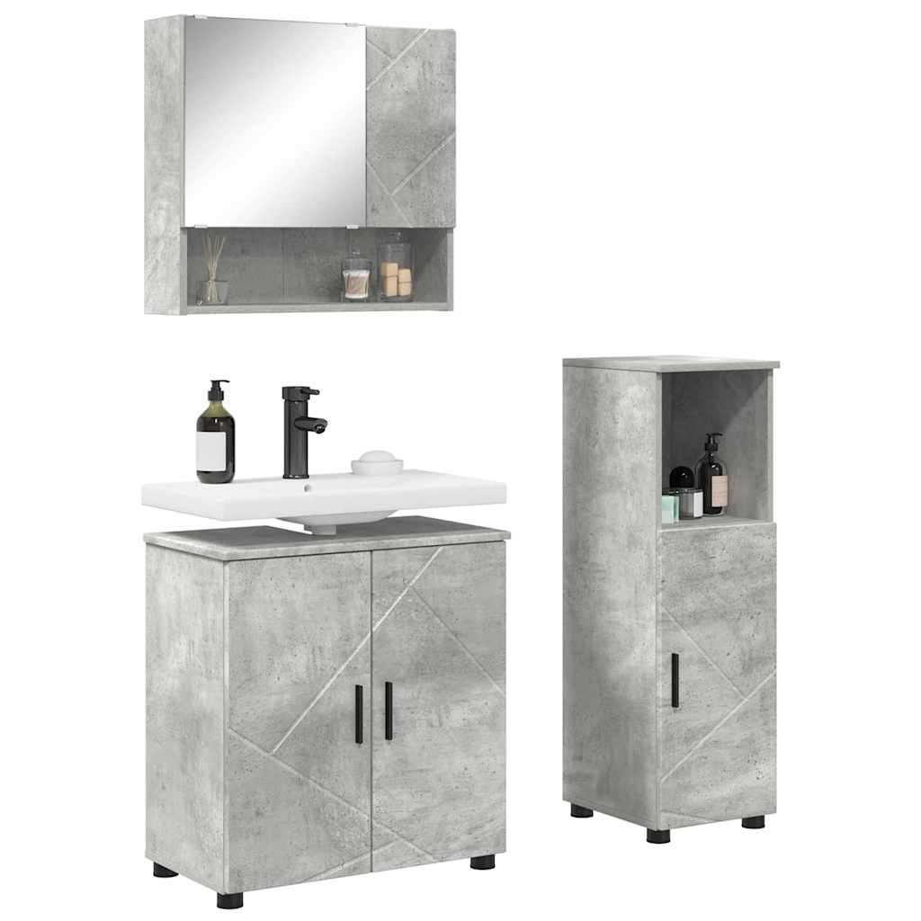 Badezimmermöbel-Set mit Tür 3 pcs Weiß Holzwerkstoff & Metall