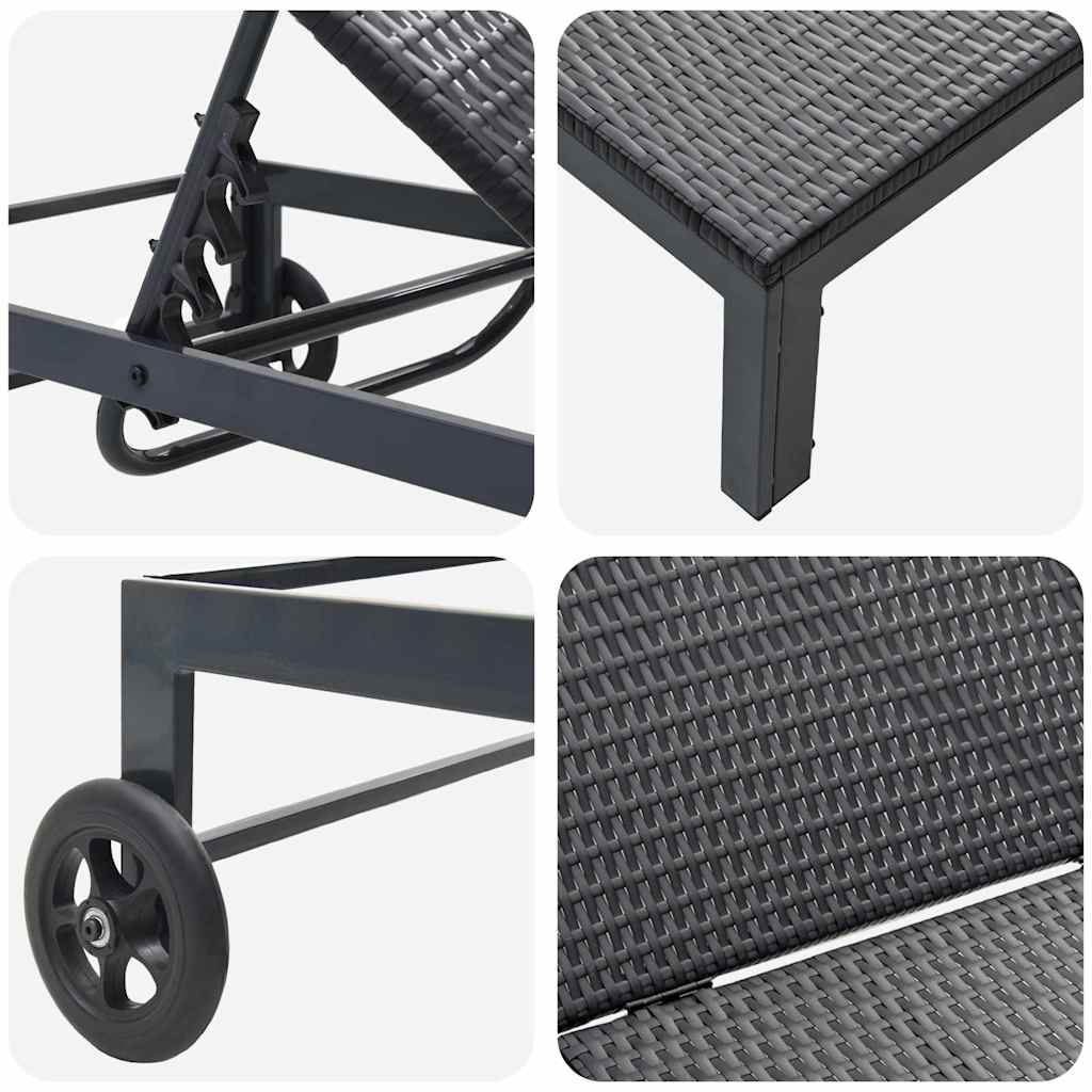Sonnenliege 2-Person 3 pcs Braun Poly-Rattan