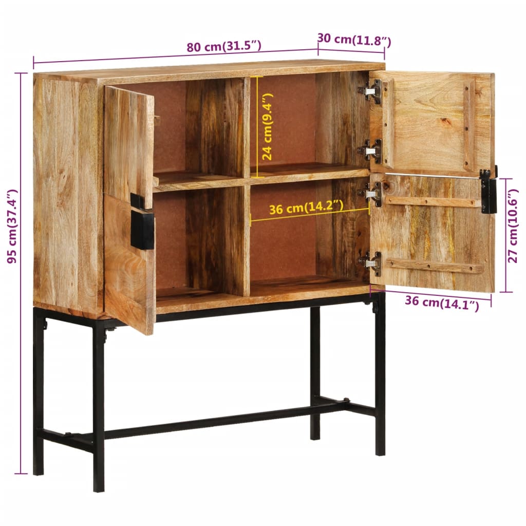 Highboard 80x30x100 cm Massivholz Mango