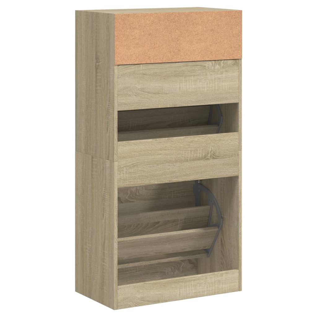 Schuhschrank mit 2 Klappen Weiß 80x34x116 cm