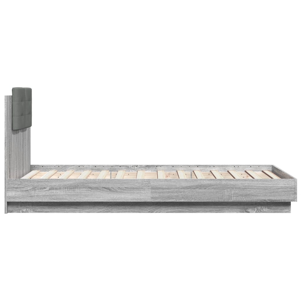 Bettgestell mit Kopfteil Grau Sonoma 180x200 cm Holzwerkstoff