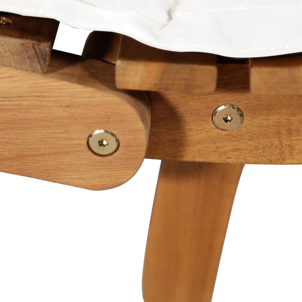 Sonnenliege mit Auflage Beige Massivholz Akazie