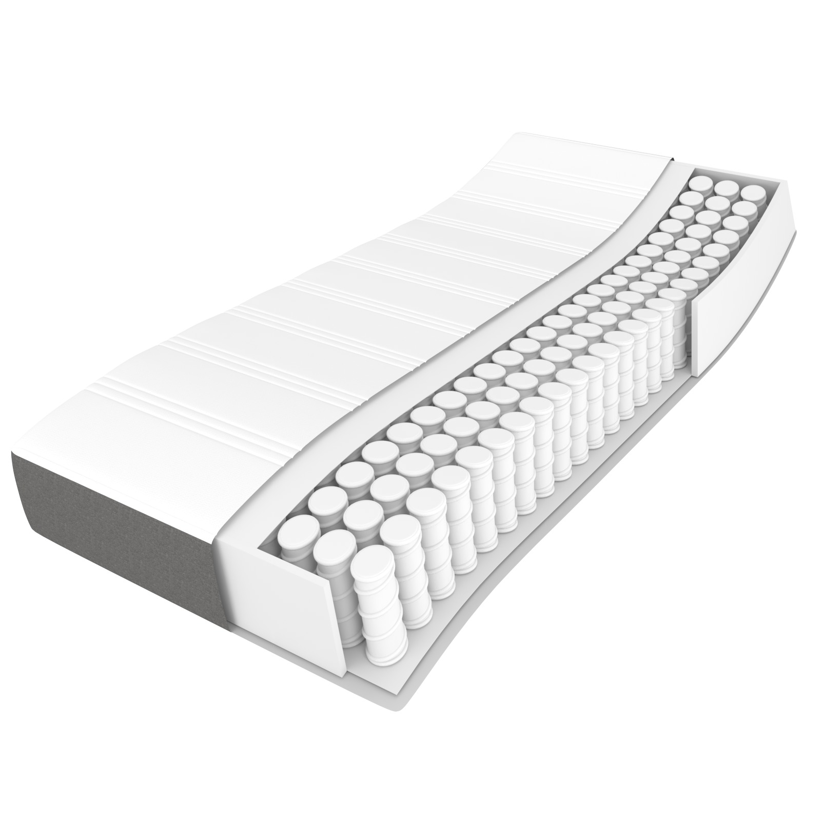 Taschenfederkernmatratze Mittel Hellgrau 100x203x20 cm Stoff