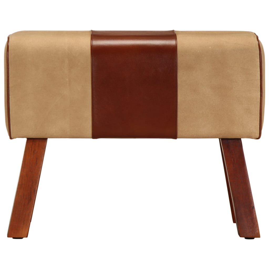 Bank Turnbock-Design 160cm Braun Echtleder Massivholz Akazie