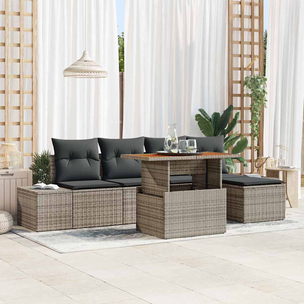Garten Essgruppe mit Kissen 6 pcs Schwarz und Creme