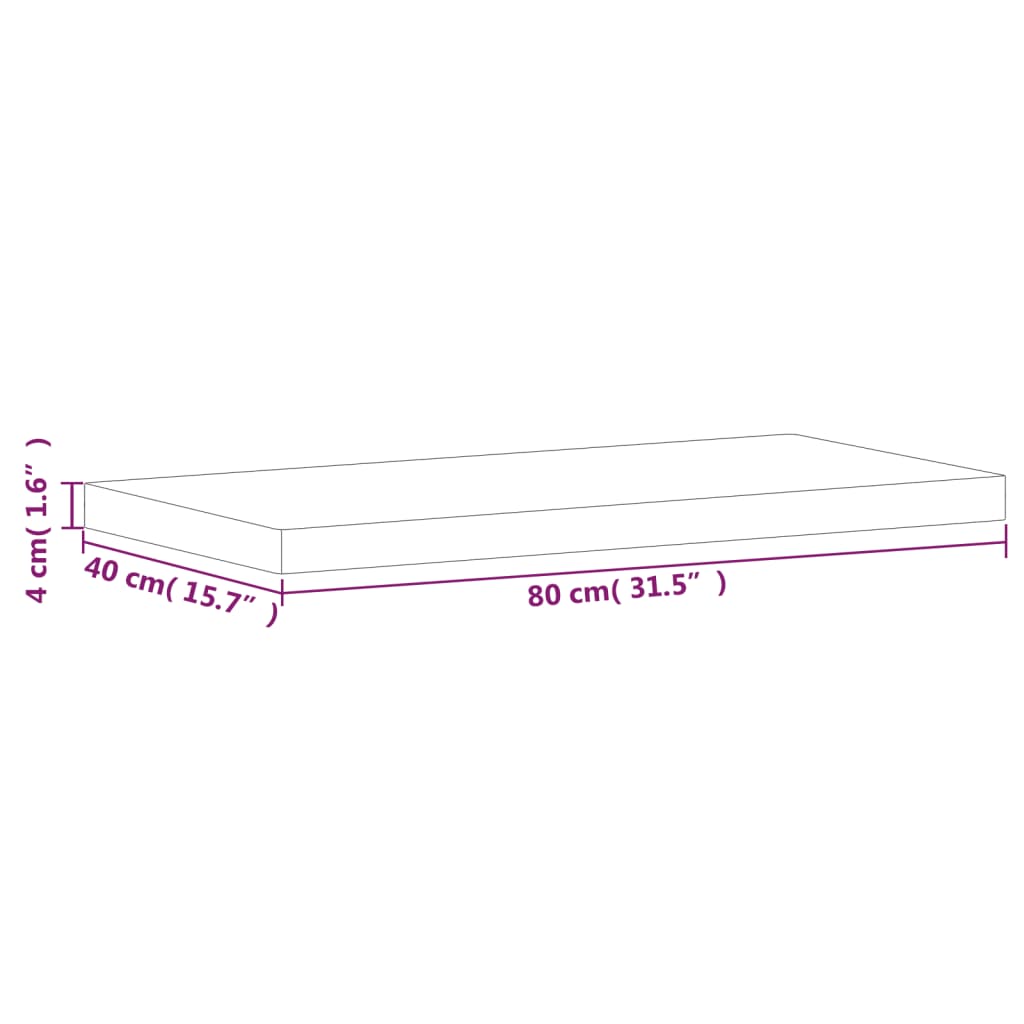 Tischplatte 80x40x1,5 cm Rechteckig Massivholz Buche