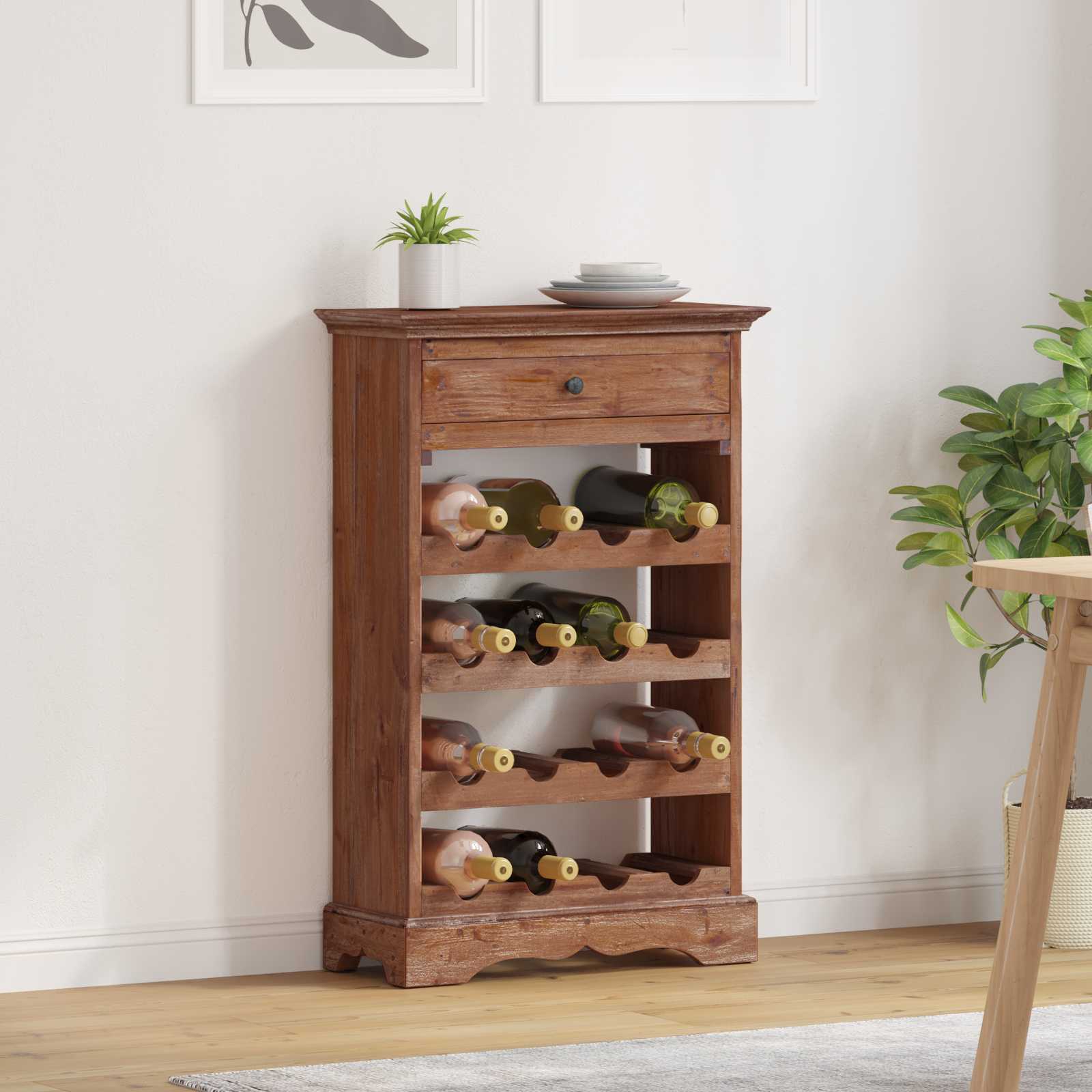 Weinregal Massives Mahagoniholz 55x23x85 cm