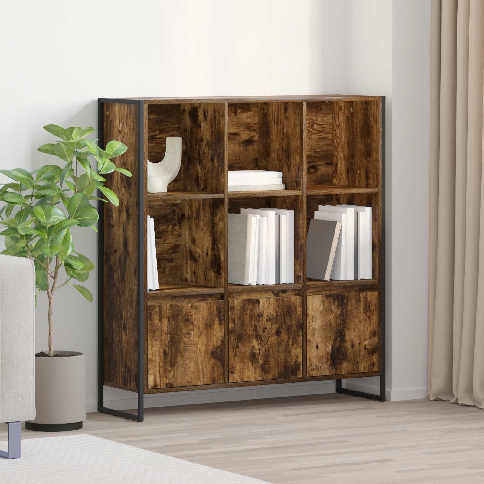 Bücherregal 2 pcs Schwarz Eichen-Optik 99,5 x 30 x 108 cm