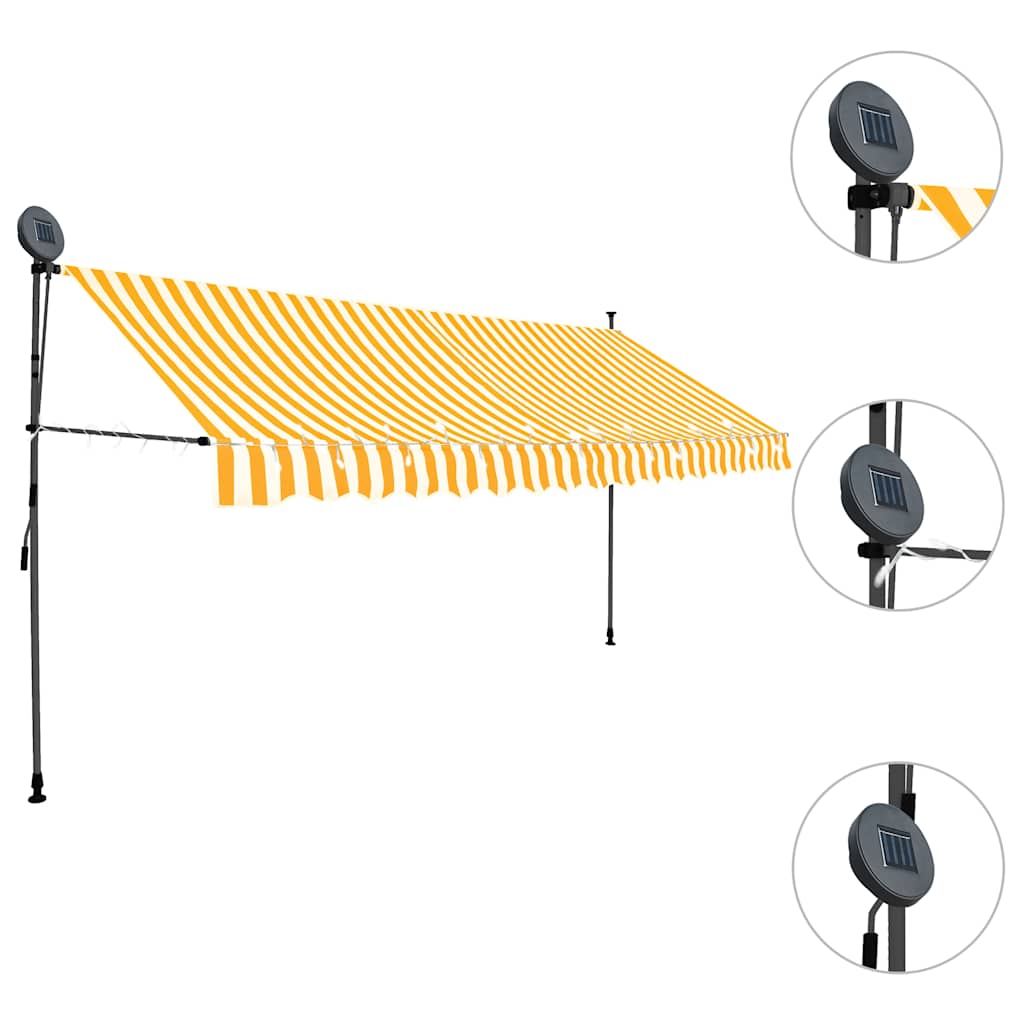 Einziehbare Markise Handbetrieben mit LED 100 cm Blau und Weiß