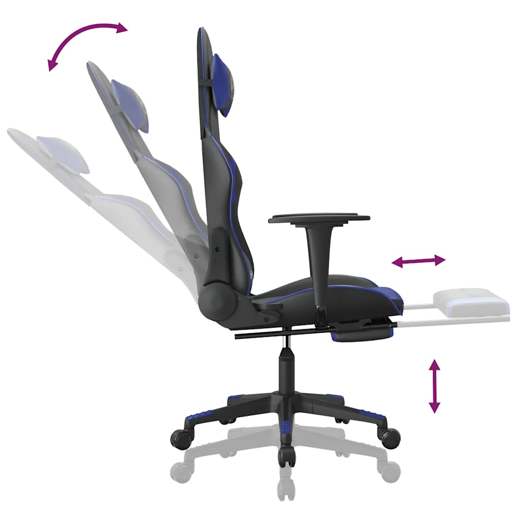 Gaming-Stuhl mit Massagefunktion Schwarz und Blau Kunstleder