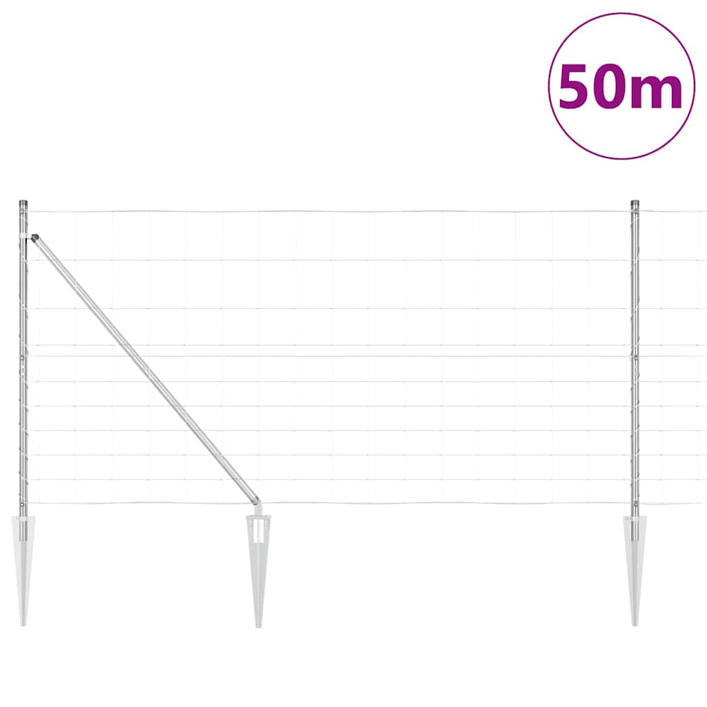 Ground Fix Geschweißter Drahtzaun 25 x 0,8 m Silber Netz