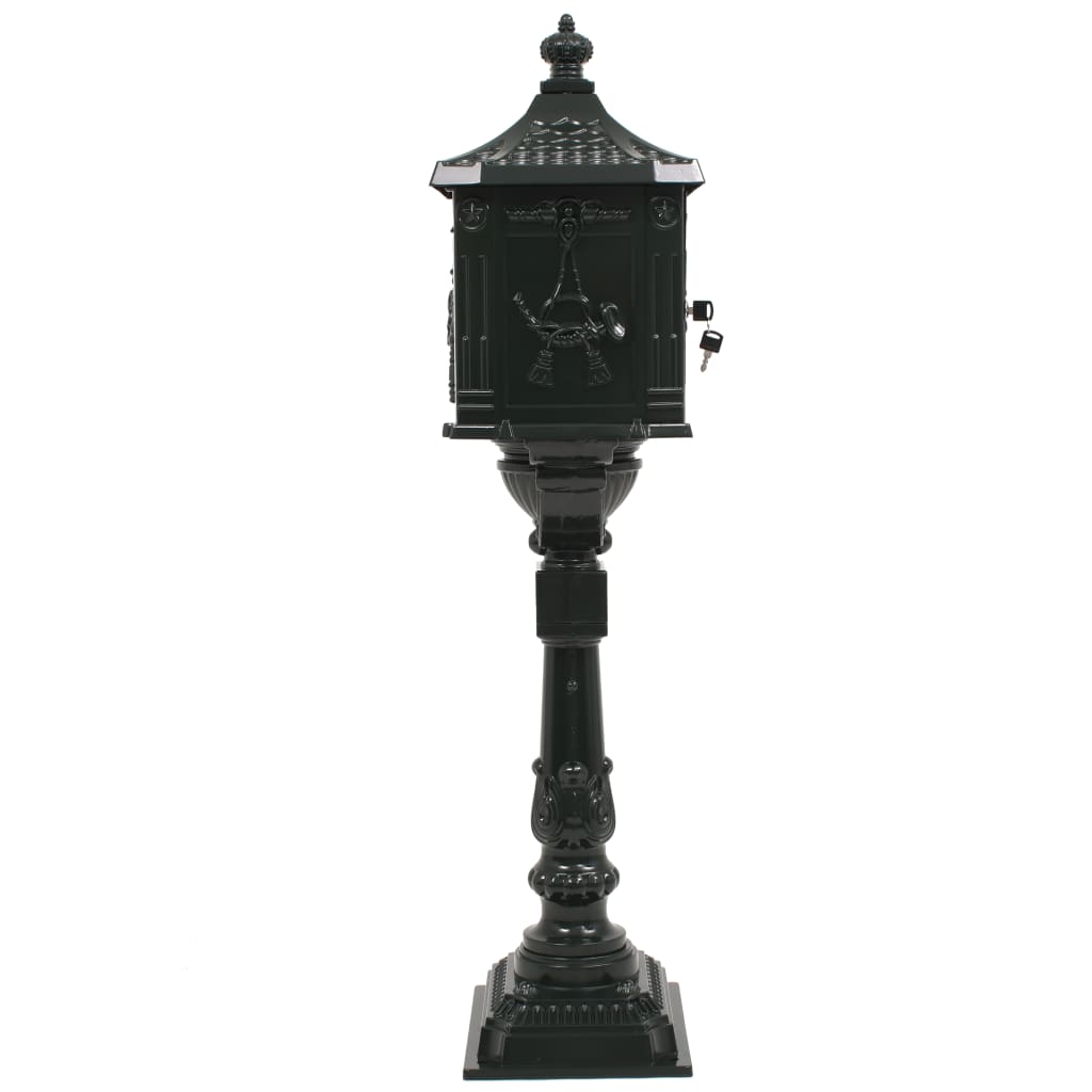 Stehender Briefkasten mit Speicher Schwarz 42,5 x 29,5 x 117 cm
