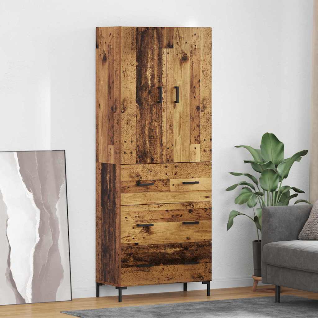 Highboard Betongrau 69,5x34x180 cm Holzwerkstoff