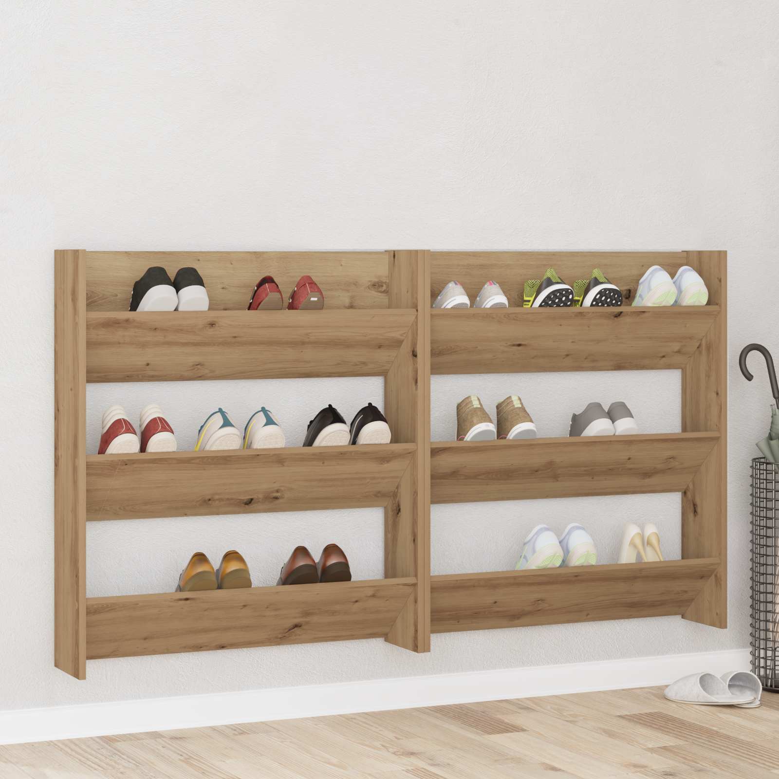 Wand-Schuhschränke 4 Stk. Weiß 60x18x60 cm Holzwerkstoff