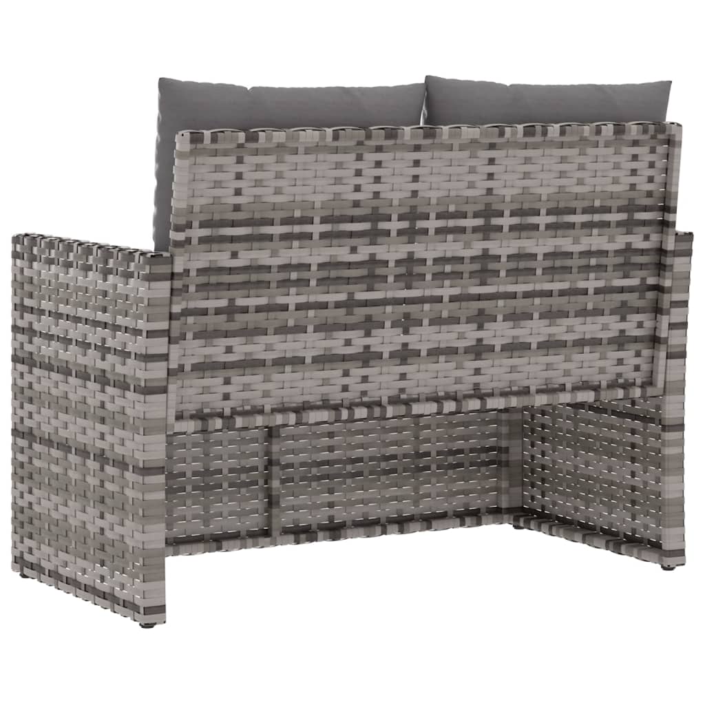 Gartenbank mit Kissen Schwarz 105 cm Poly Rattan