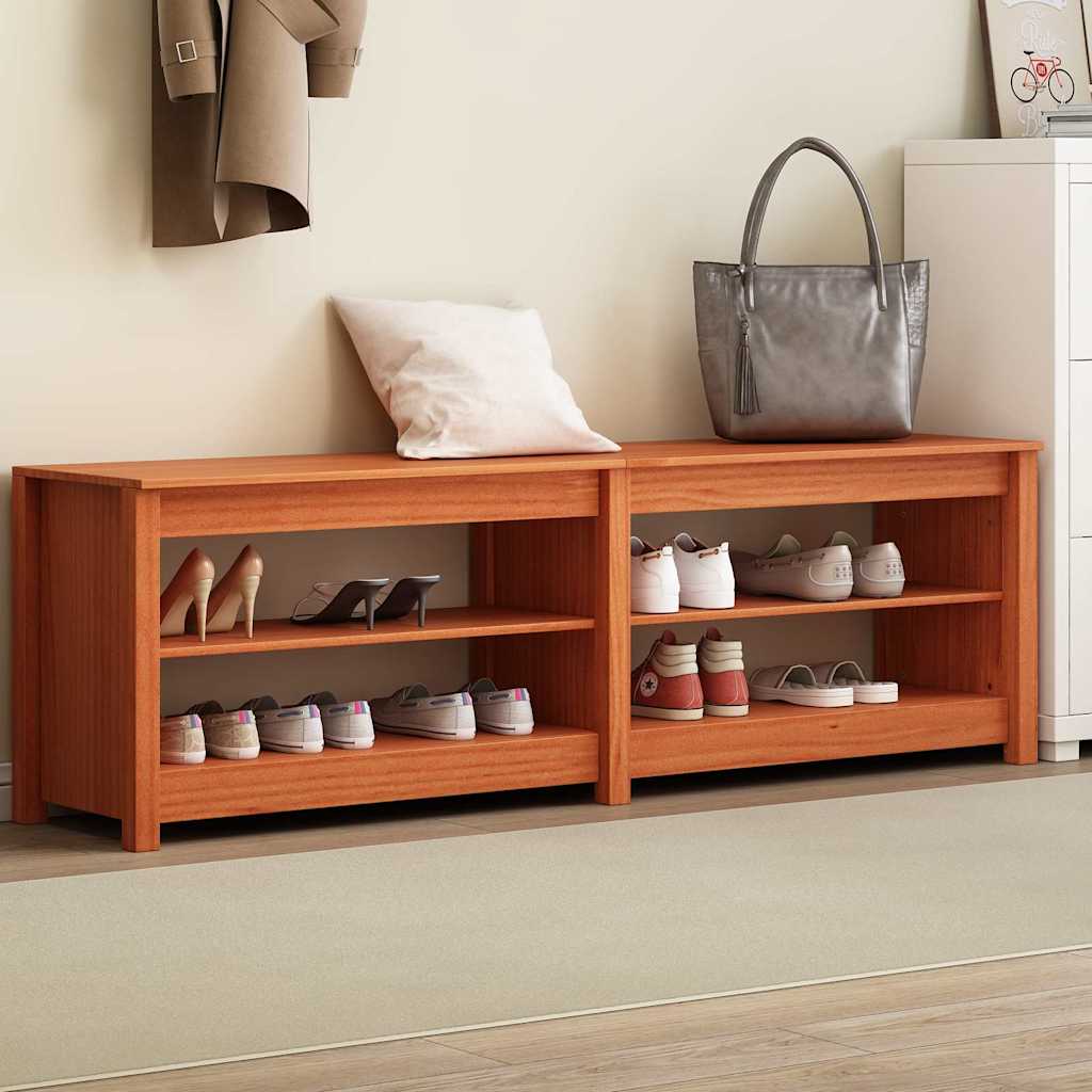 Schuhbank 160x36,5x50 cm Massivholz Kiefer