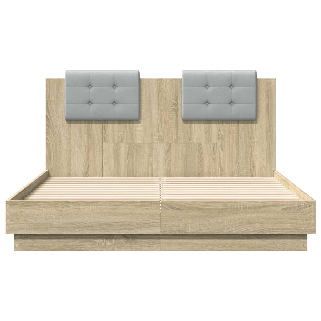 Bettgestell mit Kopfteil Grau Sonoma 180x200 cm Holzwerkstoff