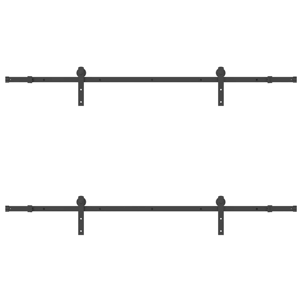 Schiebetürbeschlag-Set 183 cm Stahl Schwarz