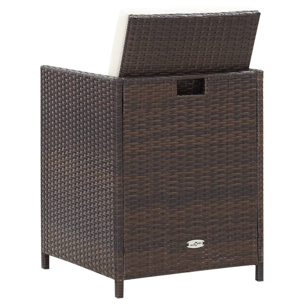 4-tlg. Gartenstuhl und Hocker Set Poly Rattan Schwarz
