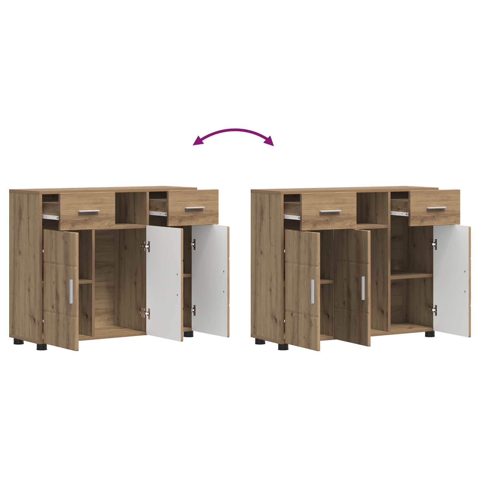 Highboard mit Regal FLORIN Weiß 60 x 35 x 182 cm Holzwerkstoff