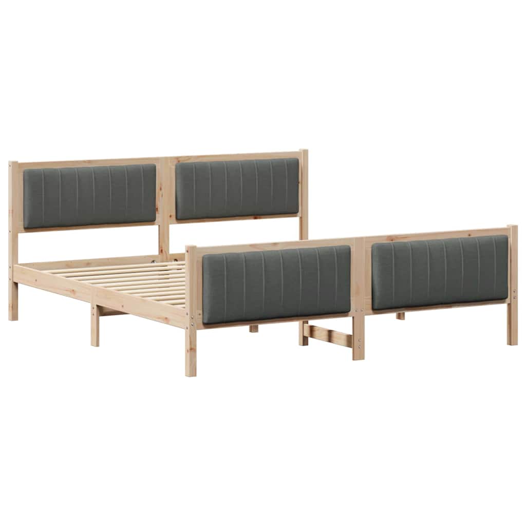Bettgestell Braun und hellgrau 200 x 200 cm Massivholz Kiefer