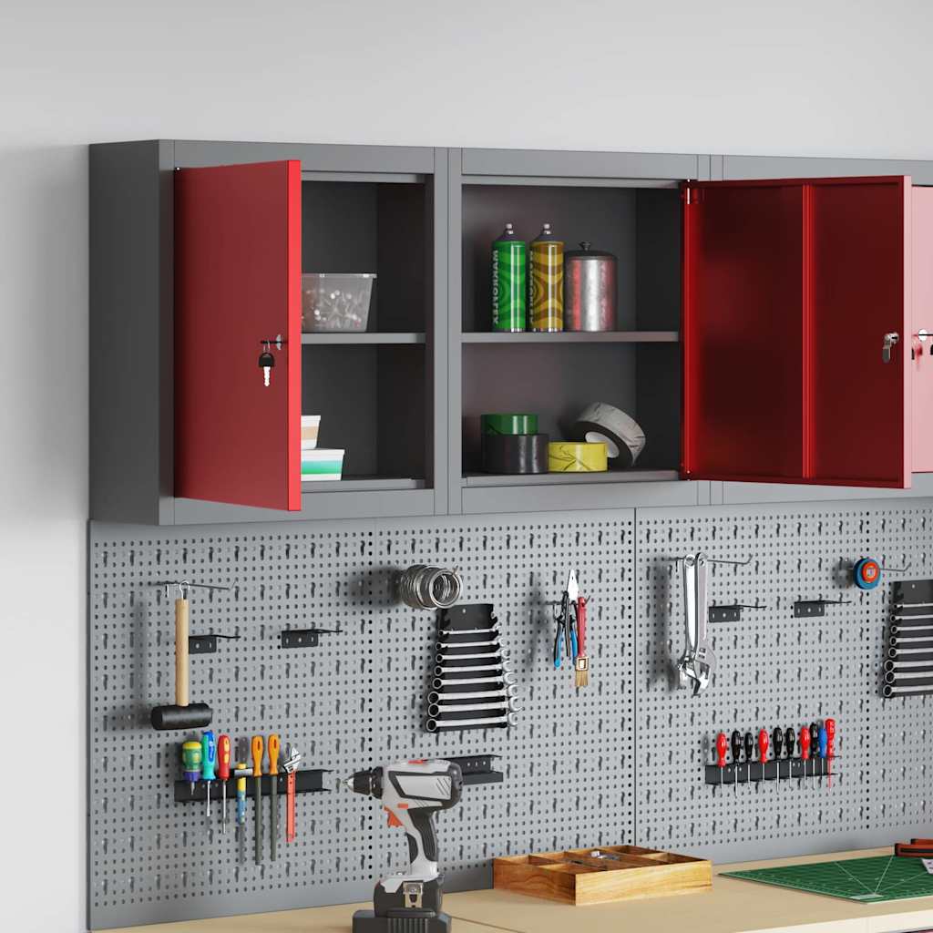 Werkzeugschrank mit Regal Schwarz und Grau 55 x 55 x 55 cm