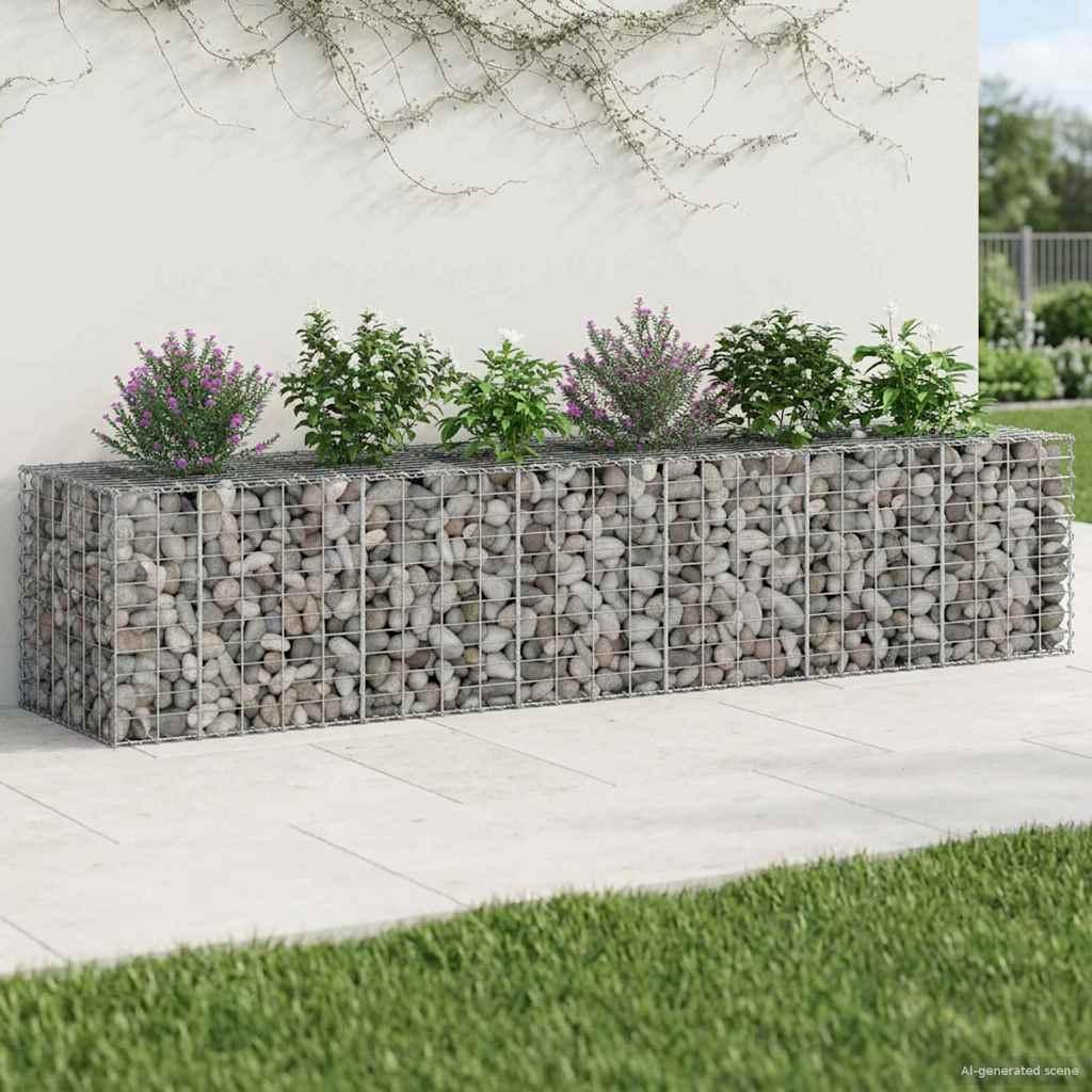 Gabionen Hochbeet 2 pcs Silber 260 x 60 x 55 cm