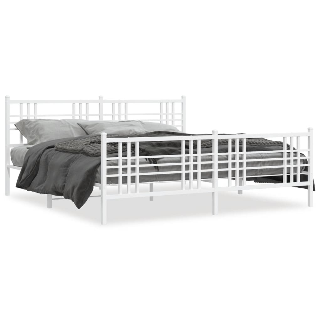 Bettgestell mit Kopf- und Fußteil Metall Schwarz 90x200 cm