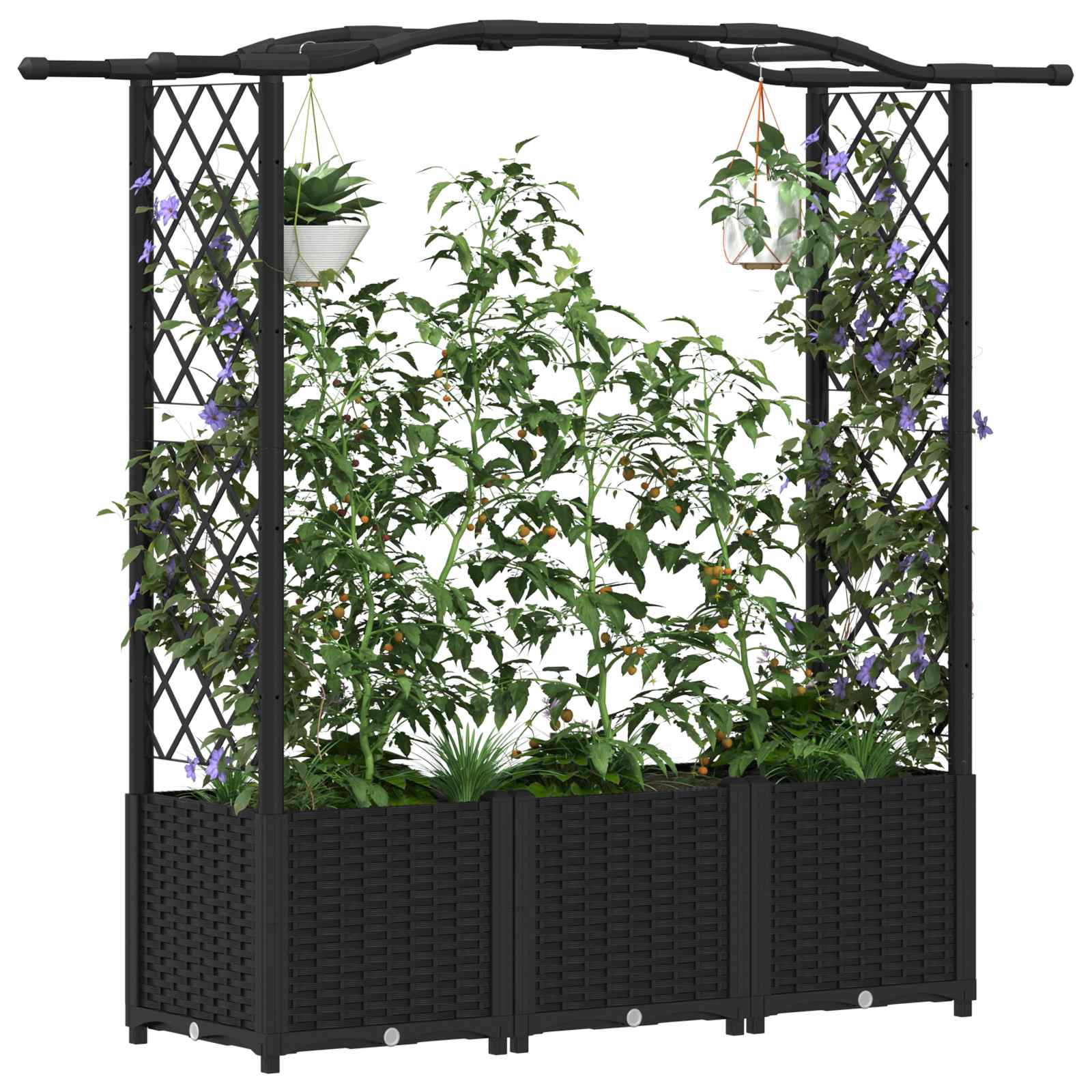 Hochbeet mit Rankgitter und Dach Braun 124 x 40 x 123 cm PP