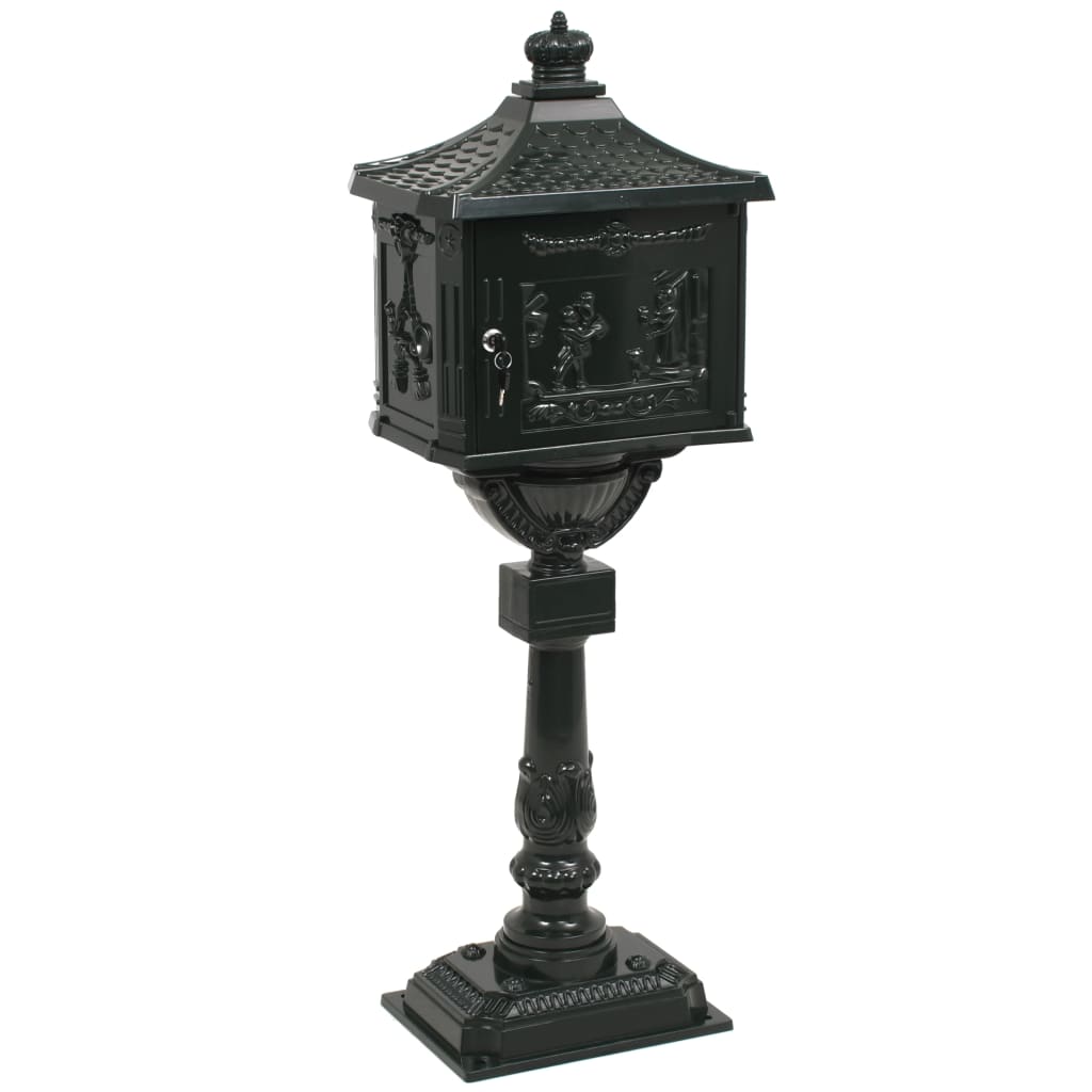 Stehender Briefkasten mit Speicher Schwarz 42,5 x 29,5 x 117 cm