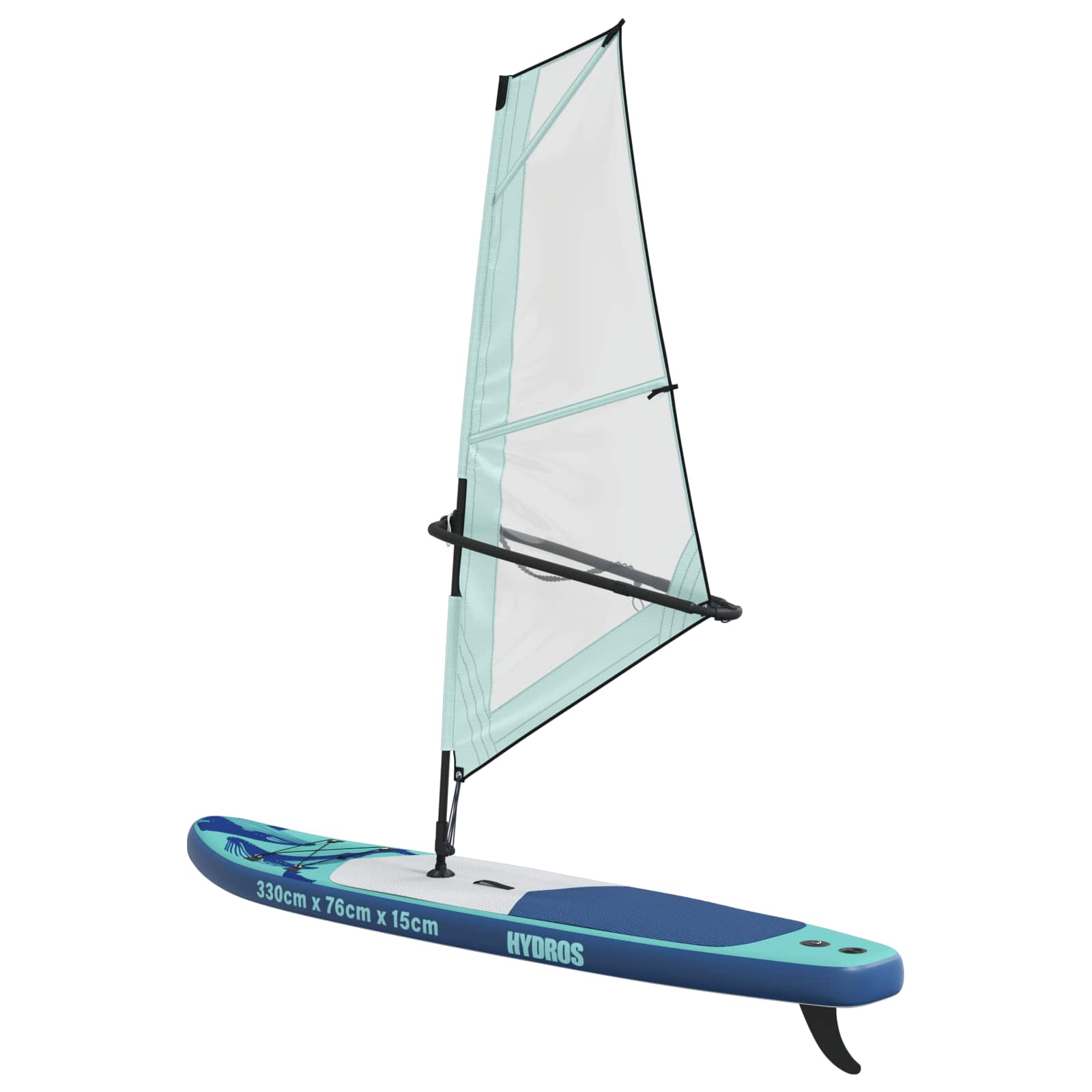 Aufblasbares SUP-Board mit Segel HYDROS 330 x 76 x 15 cm Türkis