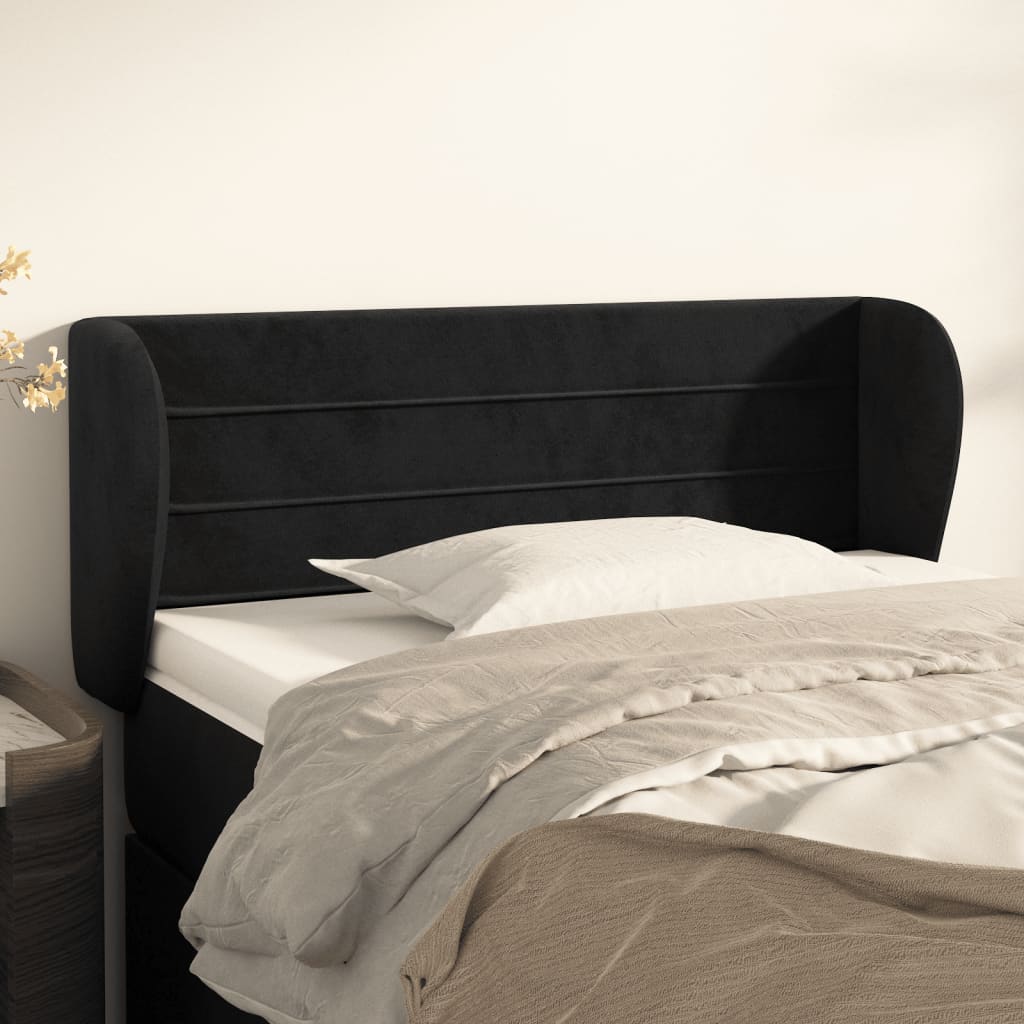 Kopfteil mit Ohren Dunkelblau 203x23x118/128 cm Samt