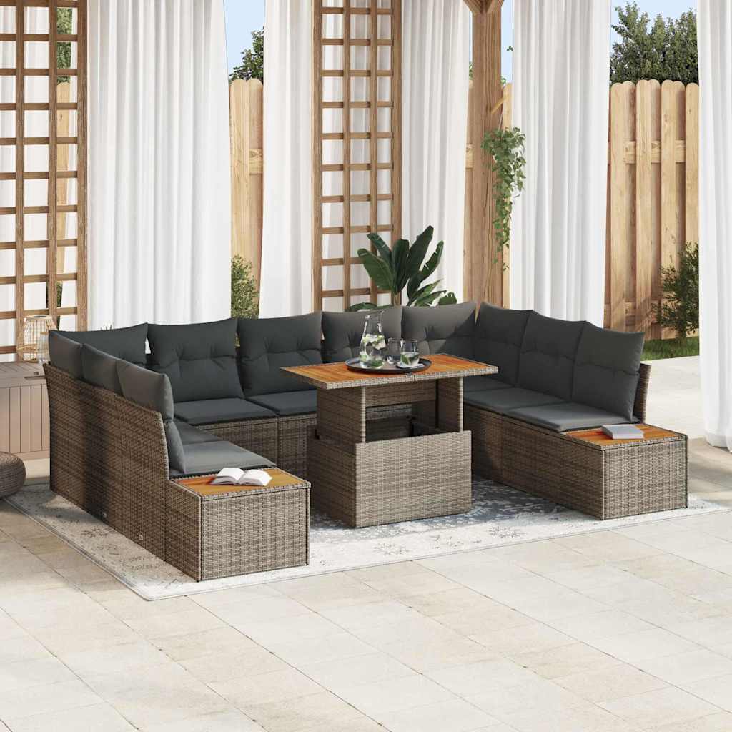 Garten Essgruppe mit Kissen 10 pcs Schwarz und Beige