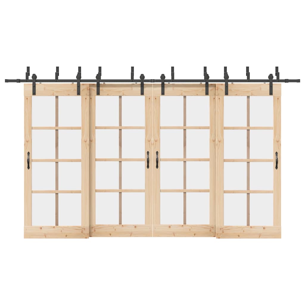Schiebetürbeschlag-Set 183 cm Stahl Schwarz