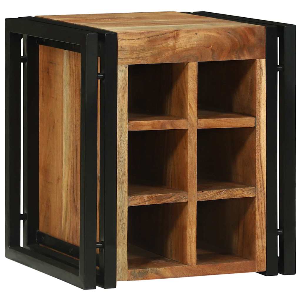 Weinregal Braun und Schwarz 35 x 35 x 39 cm Massivholz Mango