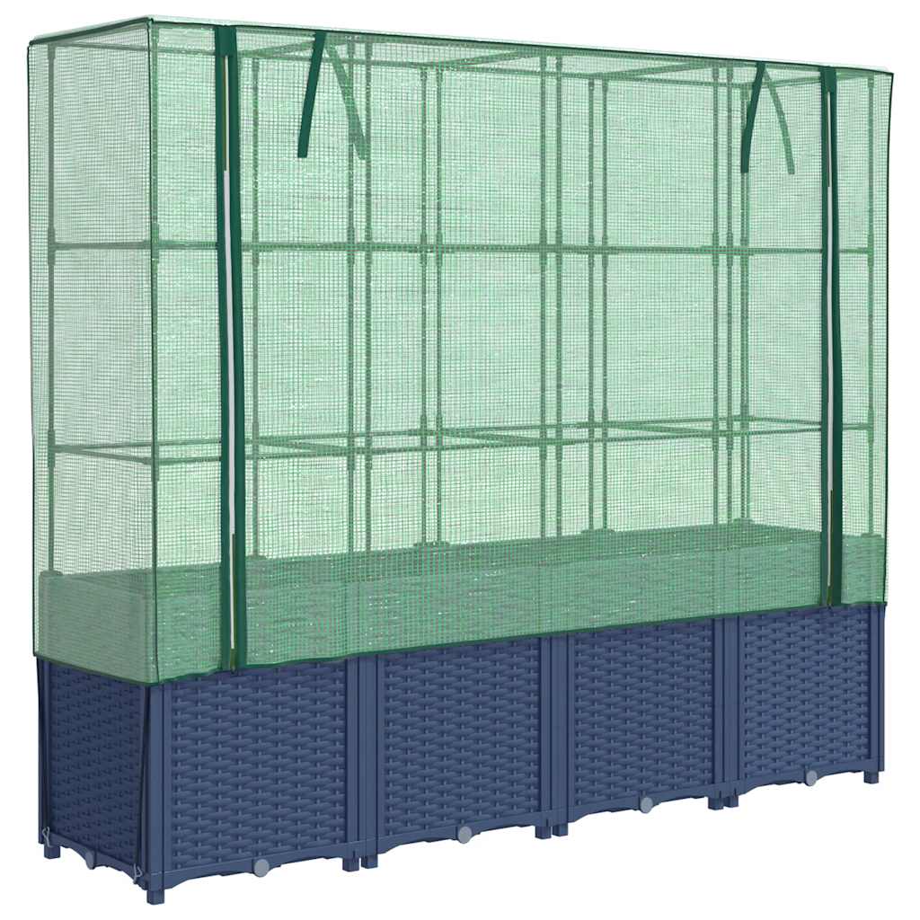 Hochbeet mit Gewächshaus-Aufsatz Rattan-Optik 160x40x153 cm