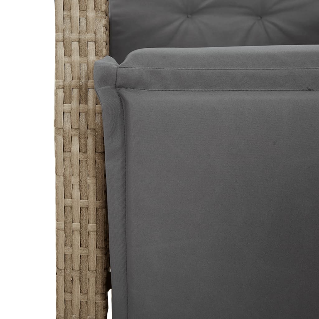 Gartensessel mit Fußteil Verstellbar Schwarz Poly Rattan