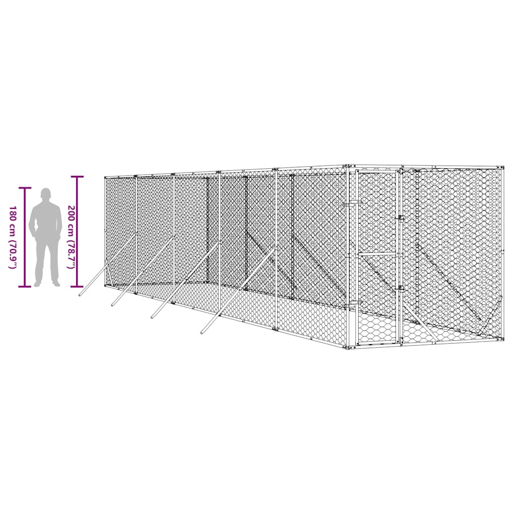 Outdoor-Hundezwinger Silbern 2x2x2 m Verzinkter Stahl