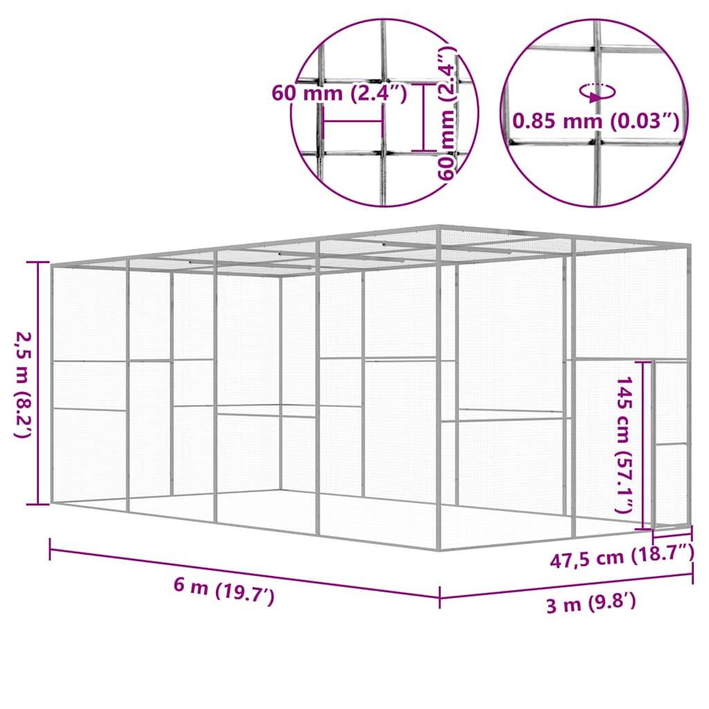 Katzenkäfig 1,5x1,5x1,5 m Verzinkter Stahl