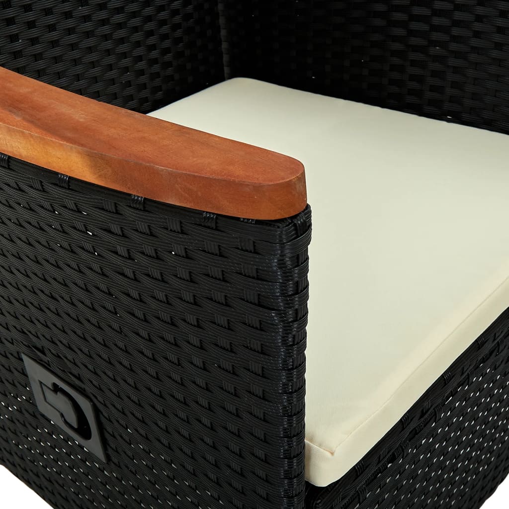 Garten-Liegestühle 2 Stk. mit Auflagen Poly Rattan Schwarz